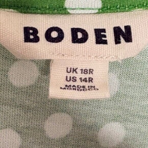 Boden Louisa Short Polka Dot Jersey Fit & Flare Dress - Green/White - 14 - Picture 7 of 8